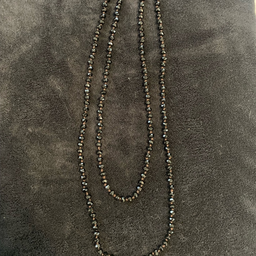 Long solid black necklace